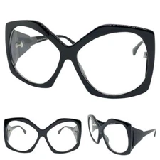 Womens Oversized Vintage Retro Style Clear Lens EYE GLASSES Huge Big Black Frame