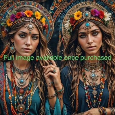 Boho Sisters | High Resolution Digital Wall Art Print | Download