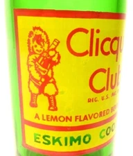 vintage ACL Soda Pop Bottle: green CLICQUOT CLUB of MILLIS, MASS -  7 OZ