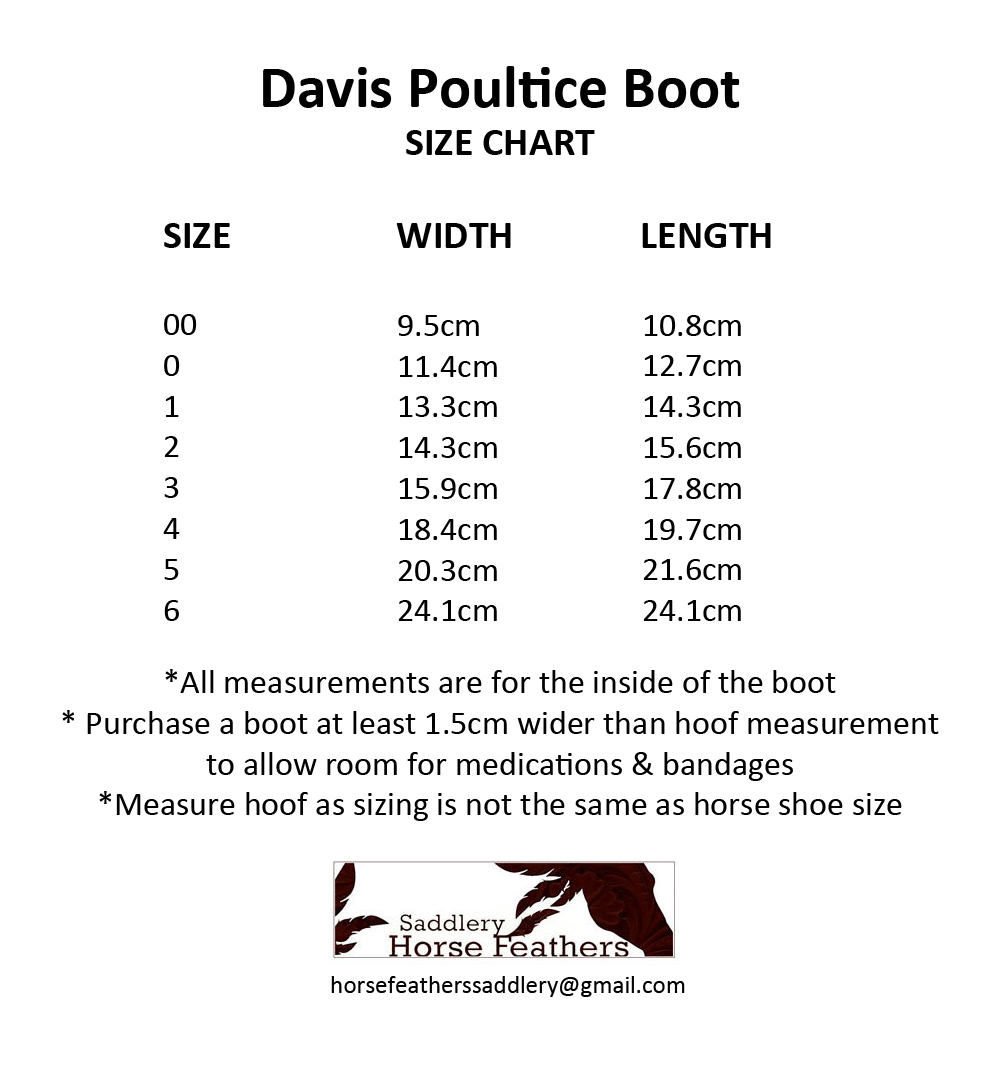 Davis Horse Boot Size Chart