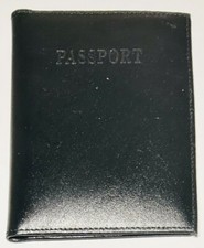 Genuine Black Leather Passport Wallet Travel Size 5.5  x 4  Credit Card Money