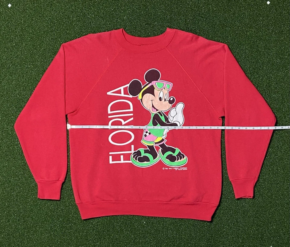 VTG 80s/90s Disney Velva Sheen Sweatshirt Red - Large - Mickey Florida Vintage - Image 3 of 4