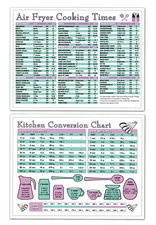 Air Fryer Cooking Times & Kitchen Measurement Conversion Laminated Chart