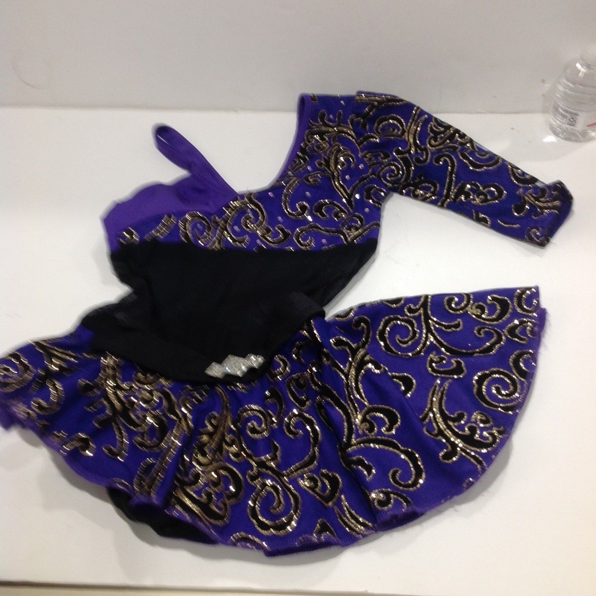 Reverence Purple Black Open Back One Sleeve Dance Costume One