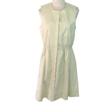 Theory Dress Womens Size 10 Yellow A Line Cinched Waist Button Front Style Ketan