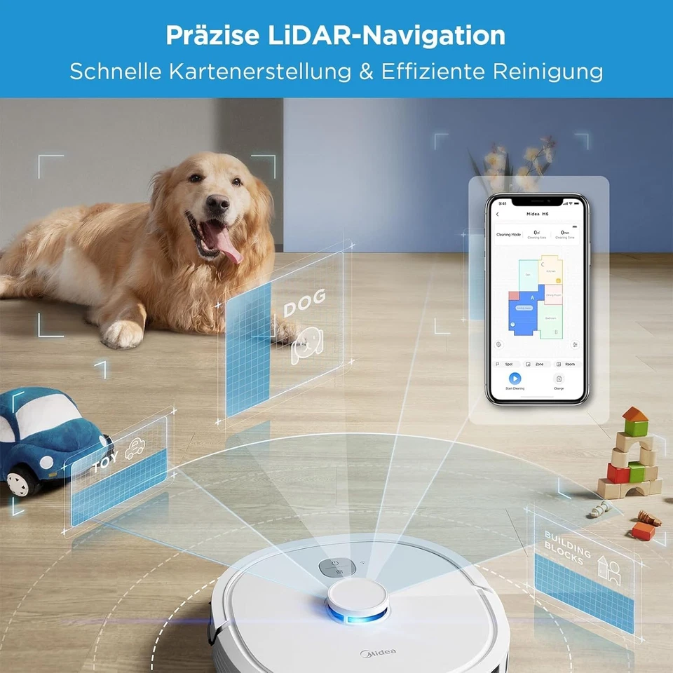 Midea M6 Saugroboter mit Wischfunktion 2 in 1,Staubsauger Roboter,LiDAR-Navigati - Bild 2 von 4