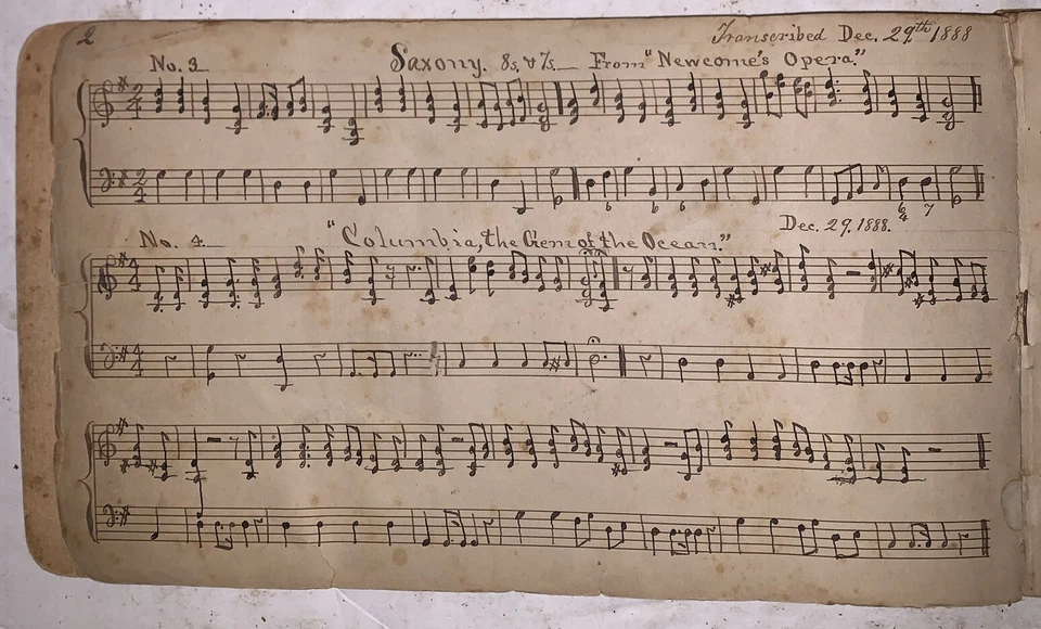 1888-89, MANUSCRIPT MUSIC BOOK, DAUPHIN COUNTY, PENNSYLVANIA, HANDWRITTEN - Image 4 of 4