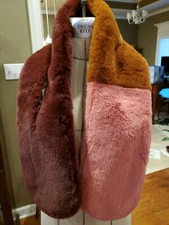 Echo Faux Fur Pull Through Scarf, Size One Size - Burgundy NWT $59