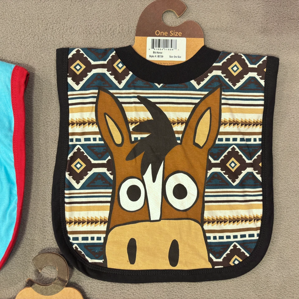 Lazy One Baby Bib Set of 3 Funny Animal Designs Moose Bear Horse Pullover - Image 3 of 4