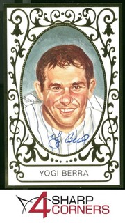 SIGNED AUTOGRAPHED YOGI BERRA HOF PEREZ STEELE POSTCARD W/ COA JSA AUTHENTIC