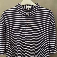 Peter Millar Summer Comfort Polo Mens XXL Navy Blue Lavender Purple Striped Golf