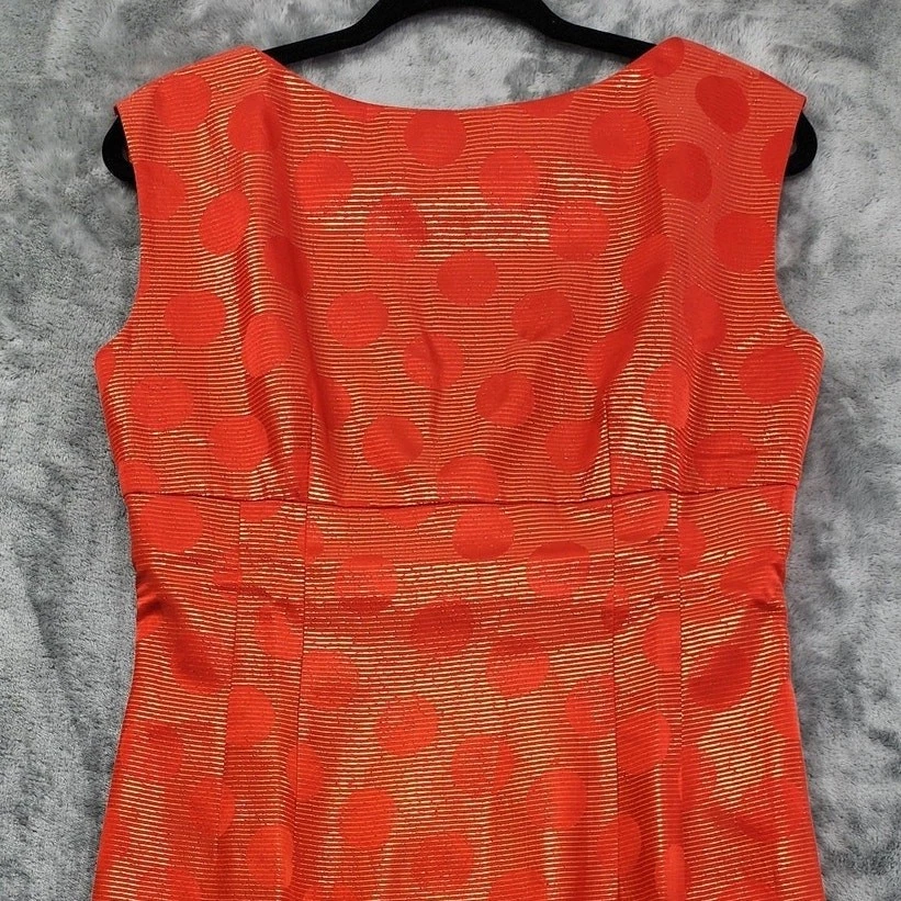 Vintage Gillian Dress Womens 10 Orange Gold Metallic Silk Sleeveless Sheath - Image 2 of 4