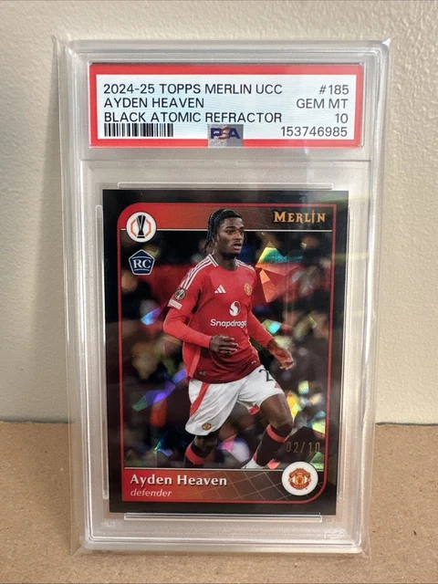 2024-25 Topps Merlin UCC Ayden Heaven RC Black Atomic Refractor /10 Man U