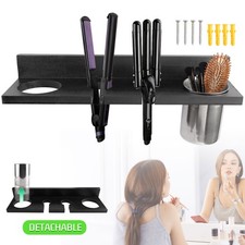 Hair Tool Organizer Wall Mounted Multi-Purpose Bathroom Wooden Dryer Holder Blow