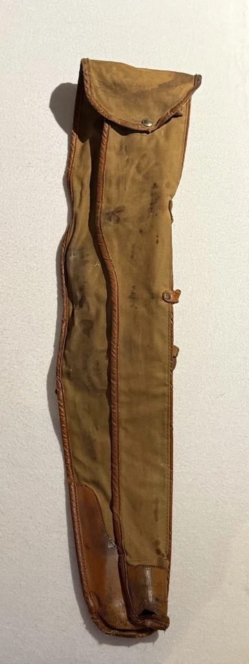 Red Head Brand Shotgun Case 1930’s Canvas Leather Duck Logo Folding Takedown Bag - Image 3 of 4