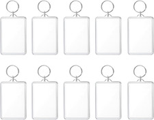 10PCS Clear Acrylic Blank Photo Picture Frame Keychain Keyring Rectangle Photo