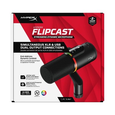 HyperX FlipCast USB XLR Dynamisches Mikrofon Schwarz B2CM1AA Streaming Mikrofon Tech Neu