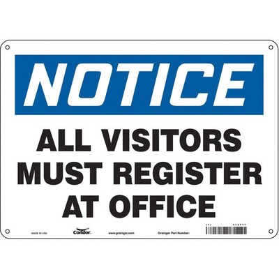 CONDOR 472F17 Safety Sign,10 in x 14 in,Polyethylene 472F17