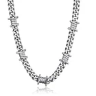 Barbed Wire Cuban Necklace Stainless Steel Thorn Link Gothic Chain Jewelry