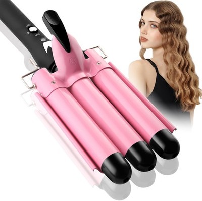 3 Barrel Hair Waver 25mm Lockenstab Rosa Keramik Crimper Strand Wellen Dual Heat