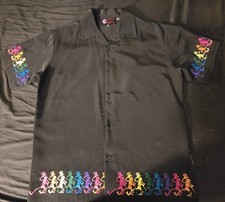 Grateful Dead Dragonfly Button Down Shirt Men’s  Dancing Skeletons Rainbow Black