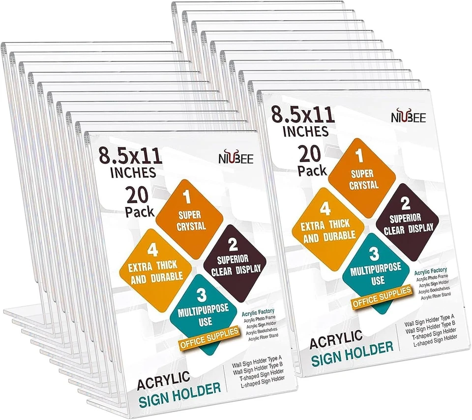亚克力标志支架 8.5x11 支架透明塑料 20 包 — 第 3/4 张图片