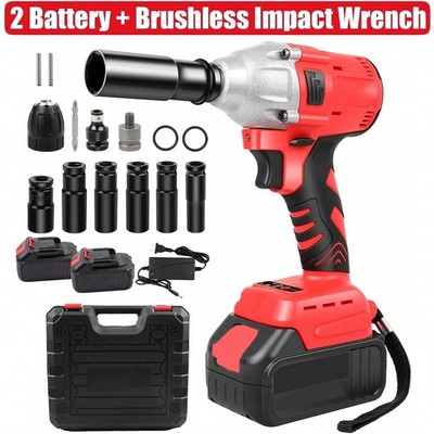 Brushless Cordless Impact Wrench 4500RPM High Torque Impact Gun 2 Battery Case