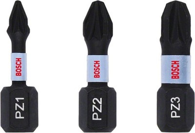 Bosch 2608522471 PRO Impact Bits 3-tlg. PZ1 PZ2 PZ3 25 mm kompaktes Werkzeug-Set