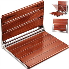 Upgraded Version 20" ADA Compliant Folding Teak Shower Seat Wall Mounted - ...