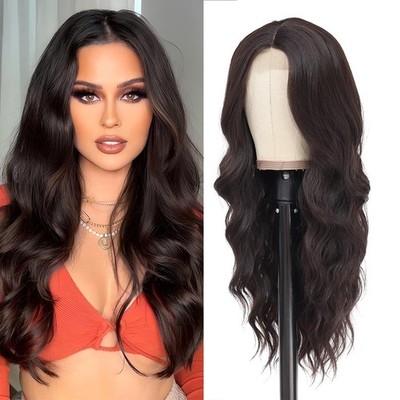 Dark Brown Long Layered Wavy 26in Women Premium Hair
