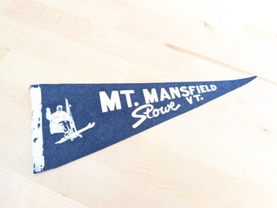 Vintage 1950s Mt. Mansfield Stowe Ski Area Pennant Vermont Single Chair