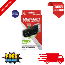 Mueller Green Fitted Wrist Brace, Right Hand, Unisex, One Size Fits Most, Black