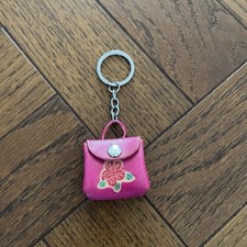 Adorable Pink Leather Flower      Decorative Purse Accessory Or Keychain