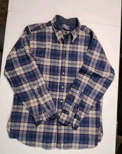 Rare VTG PENDLETON 100 Virgin Wool Flannel Button Front Casual Shirt 90s Blue L