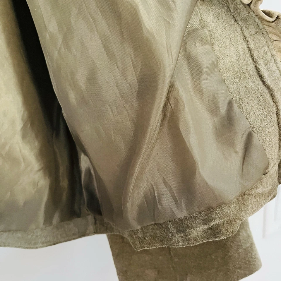 Chaqueta De Colección Años 90 Chico's Boho Verde Gamuza Cuero Manga Larga Frente Abierto Talla 1 Foto 4 de 4