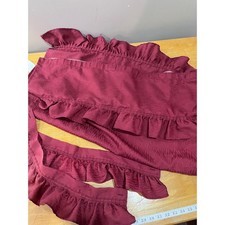 Vtg Burgundy Split Shower Curtain Attached Ru...