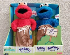 Sesame Street Potato Sack Racer Cookie Monster Elmo - Vintage 2002 NIB