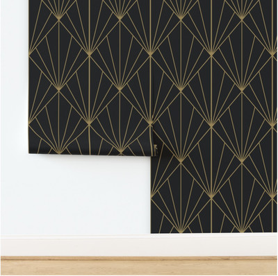 WALLPAPER - SPOONFLOWER - 7482524 - 24'' X 27' - CHARCOAL/GOLD - NEW - 1 ROLL