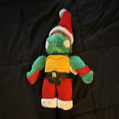 Playmates TMNT Turtle Plush Stuffed Animal Santa Outfit Christmas 1990 MPN 16200
