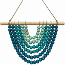 Boho Chic Wooden Bead Garland Wall Hanging Tapestry, Natural-Inspired Home Decor