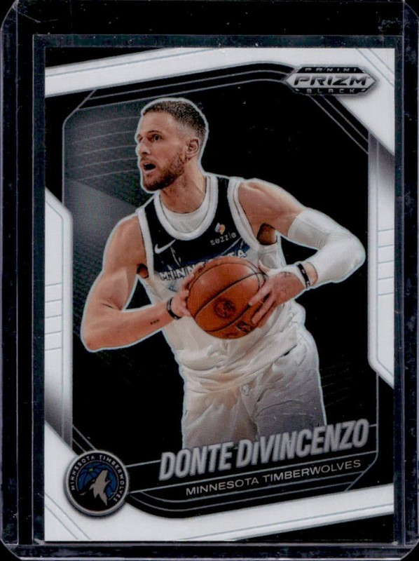 2024-25 Panini Prizm Black Donte DiVincenzo White Prizm #/175 Timberwolves