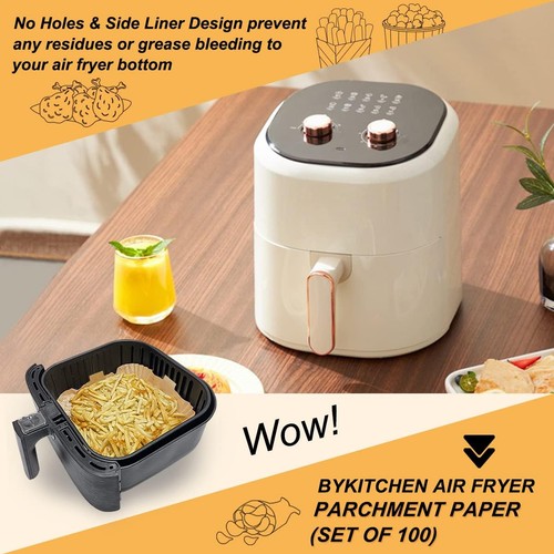 BYKITCHEN Square Air Fryer Square-8in-100pcs (3 to 6QT), Nature-Square - Picture 3 of 6
