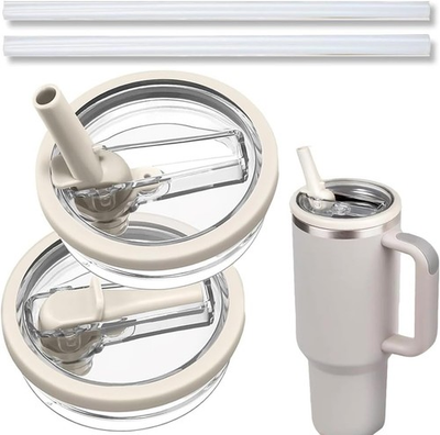 #ad 2 Pack 40oz Flip Straw Lid for Stanley Replacement Tumbler Quencher Leak Proof $20.21