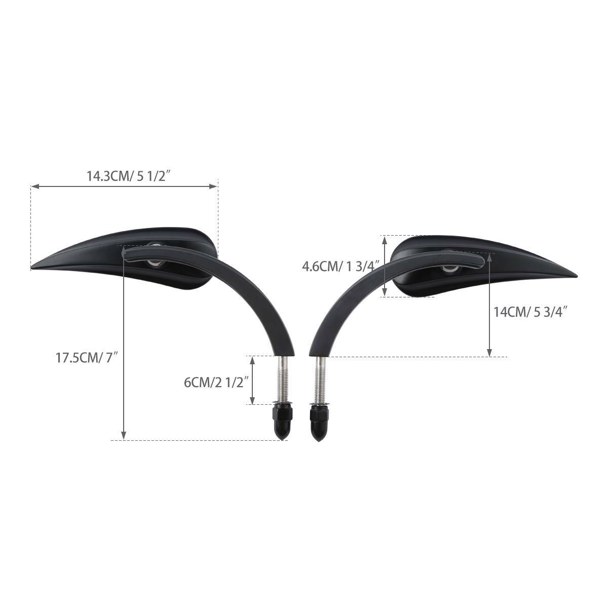 Matte Black Rearview Mirrors For Harley Heritage Softail Deluxe Dyna Fat Bob | 8mm Thread