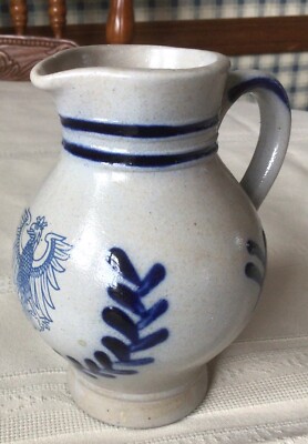 VINTAGE M SCHILZ SALT GLAZE GERMAN POTTERY PITCHER FRANKFURT