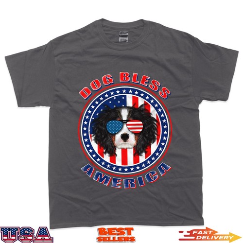Cavalier dog bless america flag usa patriotic 4th of july T-Shirt - Picture 4 of 7