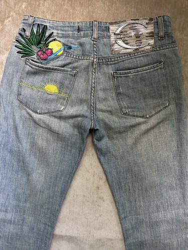 Vintage ROBERTO CAVALLI Just Cavalli Boot Cut Jeans Pants Y2K Sz 24 Tropical