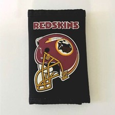 RARE NFL Washington Redskins Football Nylon Trifold Wallet Redskin Logo Helmet