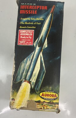 1950s Aurora Interceptor Missile 455 Toy w/ Box atomic space rocket vintage