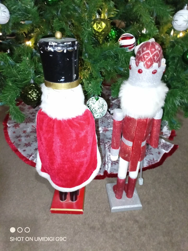 Wooden Nutcrackers 24" Set Of 2 Tall Solider Glitter Drums X-Mas Inter-American - Image 4 of 4